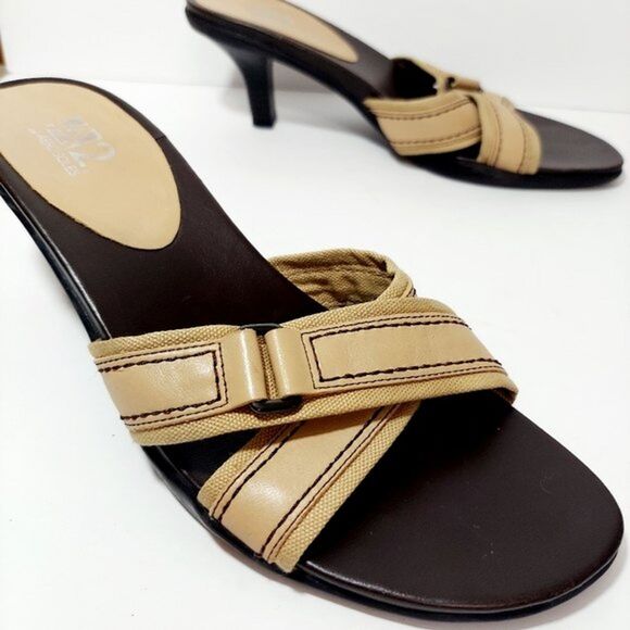 A2 by AEROSOLES Women's Size 9.5 Slip-On Sandals Tan Brown Buckle Slip On Heel - Picture 2 of 8